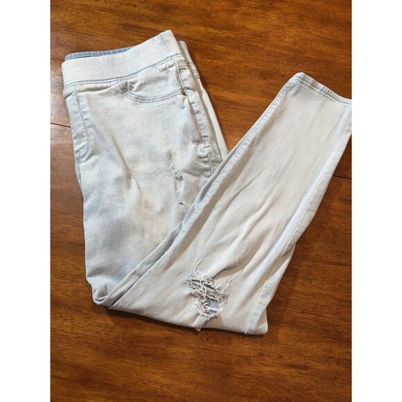 Old Navy Jeans Light Wash 16 Distressed Rockstar Elastic Pull On - Picture 1 of 9